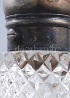 Üveg ezüst(Ag) fejjel, jelzett, kisebb csorbákkal, m: 28,5 cm