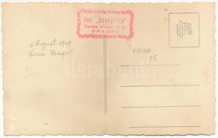 1939 Brassó, Kronstadt, Brasov; Noa nyaraló, kerékpáros pár kutyával / Noua / couple with bicycle an...