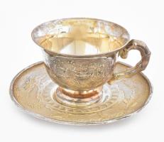 Ezüst(Ag) vietnámi csésze csészealjjal, jelzett, d: 5,5 és 8 cm, díszdobozban, nettó: 90,6 g