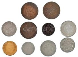 Vegyes: 10db-os vegyes külföldi fémpénz tétel, közte Hollandia 1916. 2 1/2c Cu + Svájc 1968. 2Fr Cu-Ni T:AU-F Mixed: 10pcs of mixed coins, with Netherlands 1916. 2 1/2 Cents Cu + Switzerland 1968. 2 Francs Cu-Ni C:AU-F