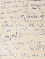 1977 Sütő András (1927-2006) író kézirata, Káin és Ábel c. műve kéziratának a 99. oldala, Ádám monol...