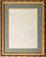 1977 Sütő András (1927-2006) író kézirata, Káin és Ábel c. műve kéziratának a 99. oldala, Ádám monol...