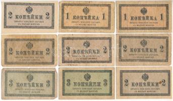 Orosz Birodalom 1915. 1k (2x) + 2k (5x) + 3k (2x) T:XF-VG Russian Empire 1915. 1 Kopeck (2x) + 2 Kopecks (5x) + 3 Kopecks (2x) C:XF-VG