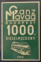 1966. Ganz Mávag Budapest 1000. Dieselmozdony 1966 festett fém plakett, fa talpon (130x100mm) T:XF