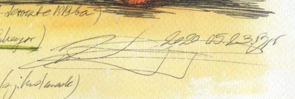 ZéKovács József (Zé Kovács Jozsef, 1951-): Harczi szekér, 2020. Akvarell, tus, papír, jelzett, 25×35...