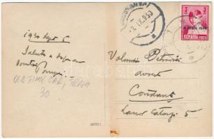 1930 Arad, Bul. Reg. Maria / Mária királyné körút, automobilok, városi vasút, vonat, Mattuschek, Pri...