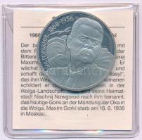 Szovjetunió 1988. 1R Cu-Ni &quot;Gorkij születésének 120. évfordulója&quot; tanúsítvánnyal, fóliatokban T:PP Soviet Union 1988. 1 Rouble Cu-Ni &quot;120th Anniversary - Birth of Maxin Gorky&quot; with certificate, in foil packing C:PP Krause Y#209