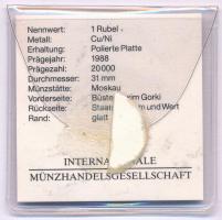 Szovjetunió 1988. 1R Cu-Ni "Gorkij születésének 120. évfordulója" tanúsítvánnyal, fóliatok...