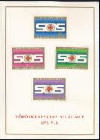 1975 Magyar Vöröskereszt emléklap, benne 4 klf. adománybélyeg