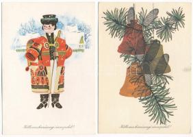 56 db MODERN magyar retro grafikai karácsonyi üdvözlő képeslap (Képzőművészeti Alap) / 56 modern Hun...