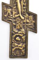 Antik pravoszláv ortodox kereszt. cca XIX. közepe - második fele, bronz, hátoldalán is növényi ornam...