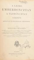 Mihalkovics Géza: A leíró emberboncztan és a tájboncztan tankönyve szövettani és fejlődéstani vázlatokkal. Bp., 1888, Franklin, XVI+1087 p. Szövegközti képanyaggal illusztrált. Korabeli félbőr-kötés, mintás lapélekkel, sérült, szétvált kötéssel, néhány kijáró lappal, egy-két lapon szakadással.