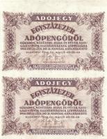 1946. 100.000AP függőleges párban, felső ívszéllel, hátlapi alapnyomat hiányzik! T:I- kissé foltos