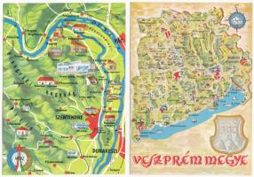 20 db MODERN magyar térképes képeslap