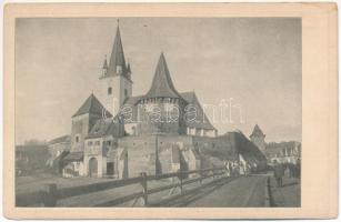 Kereszténysziget, Grossau, Cristian; Grossauer Kirchenkastell. Hofphotograph E. J. Fischer / Evangélikus erődtemplom / Lutheran castle church (kopott sarkak / worn corners)