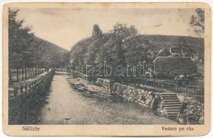 1932 Szelistye, Salistea Sibiului, Saliste; Vedere pe rau / folyópart / riverside (EM)