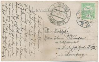 1911 Temesvár, Timisoara; Horgony kávéház, híd. Karácsonyi üdvözlet angyallal / café, bridge. Christ...