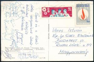 1969 A magyar férfi kézilabda-csapat tagjainak aláírásai képeslapon: Mészáros István, Stiller János, stb.