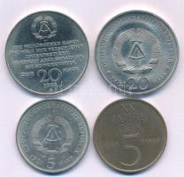 NDK 1969A 5M Ni-sárgaréz "Az NDK 20. évfordulója" + 1971A 5M Cu-Ni "Brandenburgi kapu...