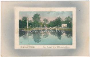 1910 Buziásfürdő, Baile Buzias; Szent Antal tó a Phőnixfürdővel. Francz József kiadása / lake, bath, spa (fl)