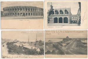 10 db RÉGI hosszú címzéses francia város képeslap vegyes minőségben / 10 pre-1905 French town-view postcards in mixed quality