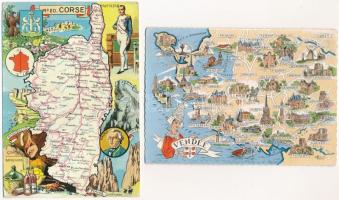 12 db MODERN motívum képeslap: térkép / 12 modern motive postcards: maps