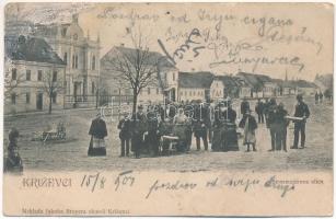 1901 Kőrös, Krizevac, Krizevci; Strosmajerova ulica / utca, zsinagóga. Jakob Breyer kiadása / street view, synagogue (felületi sérülés / surface damage)