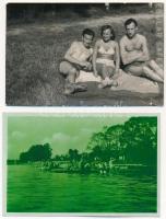 8 db régi és modern fotó képeslap fürdőzőkről / 8 pre- 1945 and modern photo postcards about bathing people