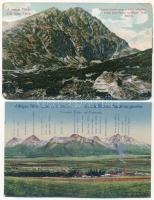 Tátra, Magas-Tátra, Vysoké Tatry; - 6 db RÉGI képeslap / 6 pre-1945 postcards