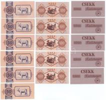 1970-1980 k. "50" (6x) + "100" (5x) + "Csekk 2000 Szövetkezet" (5x) játékpénzek T:AU