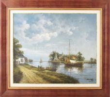 Czinege Zsolt (1964-): Holland tájkép. Olaj, vászon, jelzett. Dekoratív fakeretben. 51x61 cm
