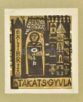 1957 Pécs térképe utcajegyzékkel, kiadja: Pécs Város Idegenforgalmi Hivatala, Takáts Gyula ex libris...