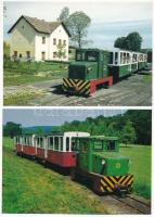 5 db MODERN magyar vasúti képeslap: Almamelléki Állami Erdei Vasút, kisvasút, Baranya vármegye, Sasr...