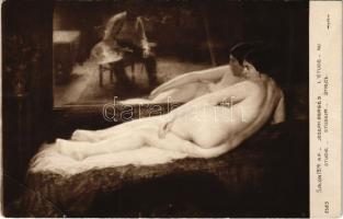 L'Étude. Salon 1914. A.F. / Studie / Studium / Erotic nude lady art postcard s: Joseph Berges (r)