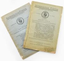 1923-1928 Antropológiai füzetek (Anthropologia Hungarica)  I. évf. 1-3. sz., III. évf. 1-3. sz. Szerk.: Bartucz Lajos. Kiadói papírkötések, szakadozott borítókkal, az egyik borító javított.