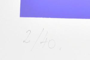 Frank Magda (1914-1997): Konstrukció. Szitanyomat, papír, jelzett, számozott (2/40), 40x27,5 cm