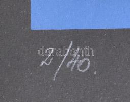 Frank Magda (1914-1997): Geometrikus szoborterv. Szitanyomat, papír, jelzett, számozott (2/40), 40x2...