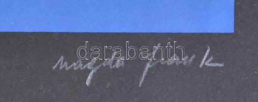 Frank Magda (1914-1997): Geometrikus szoborterv. Szitanyomat, papír, jelzett, számozott (2/40), 40x2...