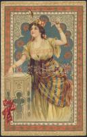 Lady with bird litho (b)