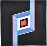 Lonovics László (1951-): Geometrikus kompozíció (cím nélkül. Szitanyomat, papír, jelzett a hátoldalán, lapméret: 31x31 cm