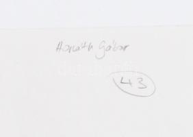 Horváth Gábor (-): Színes kompozíció (cím nélkül. Szitanyomat, papír, jelzett a hátoldalán, lapméret...