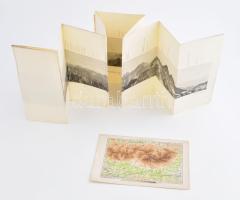 cca 1900 A Magas-Tátra látóképe a Tengerszem csúcsról, a Pallas Nagy Lexikona melléklete, hajtva, kissé gyűrött, 126x23,5 cm + A Magas Tátra térképe, 23,5x15,5 cm