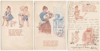 Amerikai Vöröskereszt Anya- és Csecsemővédő Akciója Magyarországon - 3 db régi magyar propaganda képeslap / 3 pre-1945 Hungarian child protective action propaganda postcards