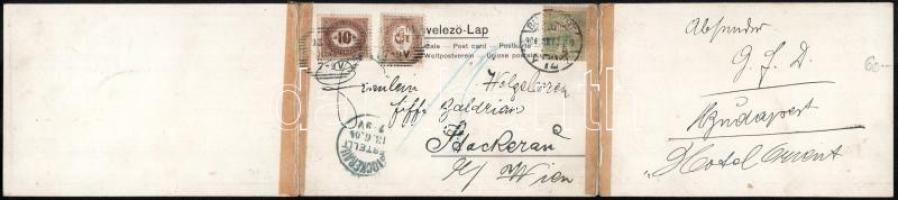 1904 Budapest XIV. Városliget, Ős-Budavár. 3-részes kihajtható panorámalap (r)