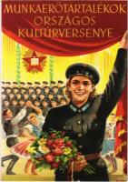 Munkaerőtartalékok Országos Kultúrversenye. Kultúrával is a szocializmusért harcolnak az ipari tanulók! / Hungarian socialist propaganda s: Pál György