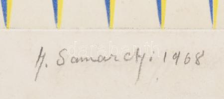 Hashim Samarchi (1939-): Cím nélkül, 1968. Színes akvatinta, papír, jelzett, számozott (26/130), 28x...