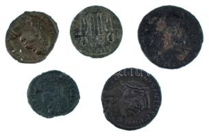 Római Birodalom 5db-os bronz érmetétel, közte I. Licinius, I. Constantius, I. Valentinianus T:XF,VF Roman Empire 5pcs bronze coin lot, within Licinius I, Constantius I, Valentinian I C:XF,VF