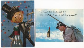 33 db MODERN motívum képeslap: alkohol és dohányzás téma, sör, Unicum