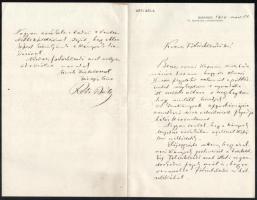 1910 Réti Béla, a Franklin-Lampel könyvkiadóhivatal főnökének 3 db autográf levele Vaszary kéziratok...