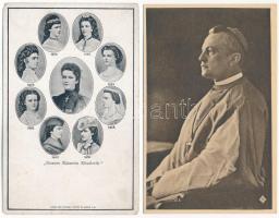 9 db főleg RÉGI magyar képeslap vegyes minőségben: híres emberek (Sissi)